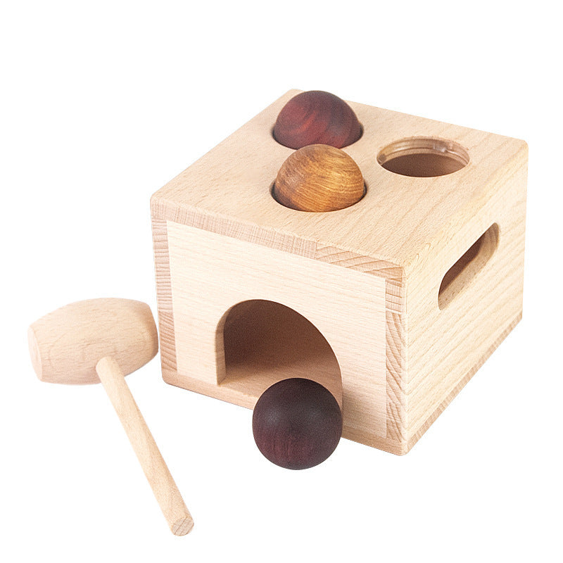 Peek-a-Ball Wooden Cube