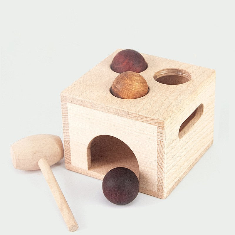 Peek-a-Ball Wooden Cube