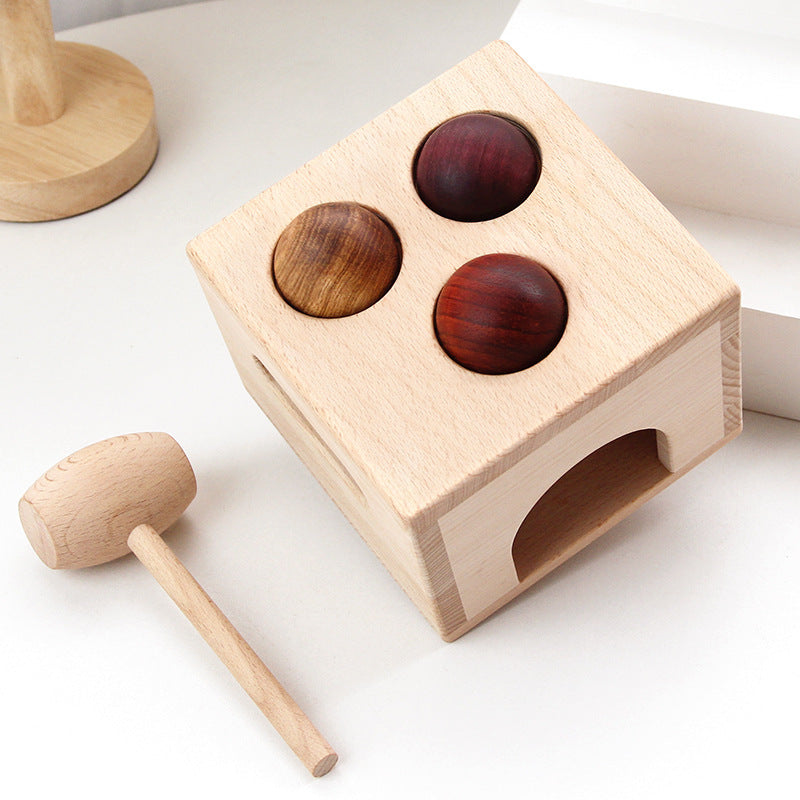 Peek-a-Ball Wooden Cube